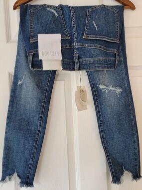 pistola distressed skinny jeans in blue denim